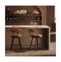 Swivel Counter Stools with Synthetic Leather Backs, Set of 2