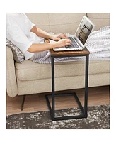 Slickblue C-shaped End Table with Steel Frame Set Of 2