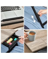 Slickblue Laptop Desk For Bed Or Sofa With Adjustable Tilting Top, Breakfast Serving Tray