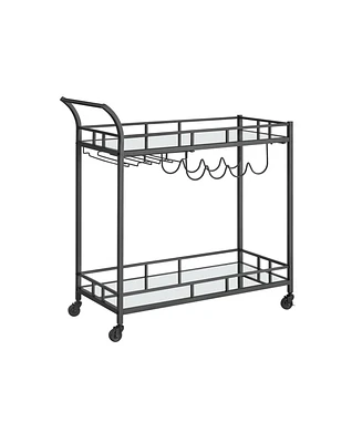 Slickblue Home Bar Serving Cart, Wine Cart with 2 Mirrored Shelves, Holders, Glass for Kitchen