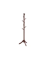 Slickblue Coat Rack With 8 Hooks, Rubber Wood Tree Free Standing, For Clothes, Hats, Handbags, Umbrella