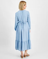 Style & Co Petite Chambray V-Neck Tiered Shirtdress, Created for Macy's