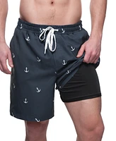 Rokka&Rolla Men's 7" Compression Liner Stretch Swim Trunks Upf 50+