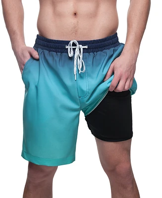 Rokka&Rolla Men's 7" Compression Liner Stretch Swim Trunks Upf 50+