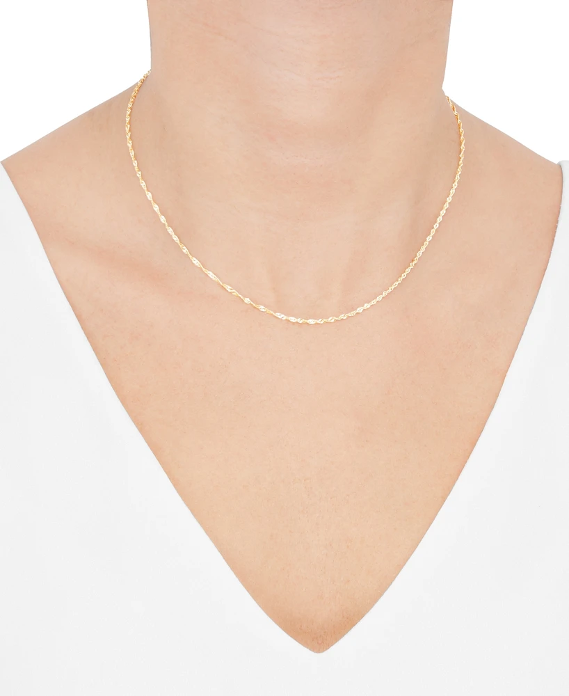 Singapore Chain 16" Collar Necklace (1-1/3mm) in 14k Gold