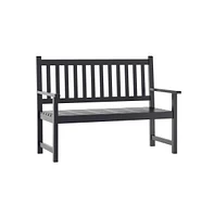 Merrick Lane Andover Indoor/Outdoor Patio Bench/Dual-Person Loveseat With Slatted Acacia Wood Design For Use Sunroom, Backyard, Porch, Or Garden