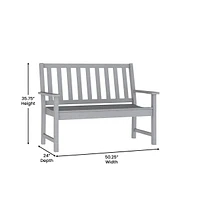 Merrick Lane Cressly All Weather Recycled Hdpe Bench For Indoor And Outdoor Use