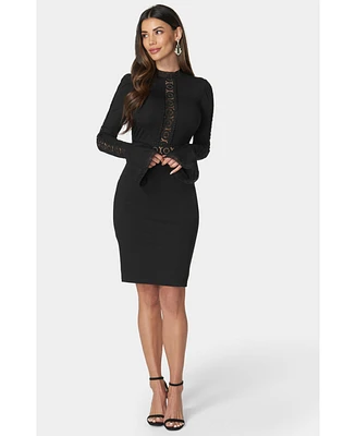 Bebe Women's High Neck Lace Midi Dress