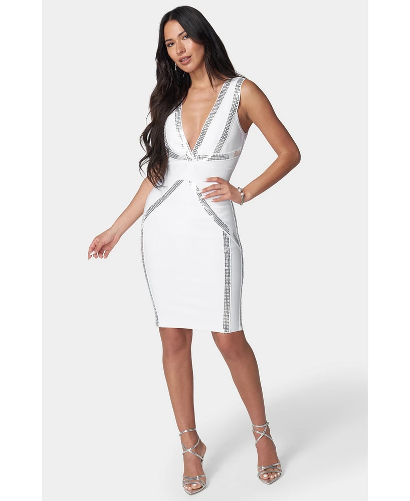 Bebe Women's Bandage Metallic Midi Dress