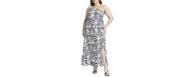 Eloquii Plus Zebra Print Flowy Maxi Dress
