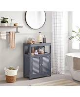 Slickblue Bathroom Storage Floor Cabinet Free Standing With Double Shutter Door And Adjustable Shelf