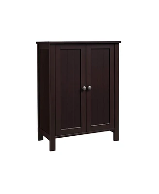 Slickblue Bathroom Floor Storage Cabinet With Double Door Adjustable Shelf