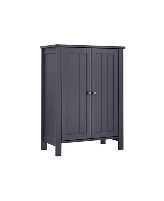 Slickblue Bathroom Floor Storage Cabinet With Double Door Adjustable Shelf