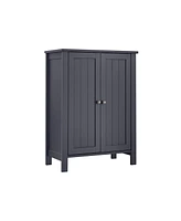 Slickblue Bathroom Floor Storage Cabinet With Double Door Adjustable Shelf