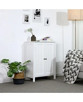 Slickblue Bathroom Floor Storage Cabinet With Double Door Adjustable Shelf