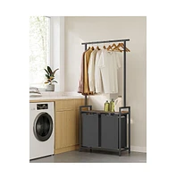 Slickblue 2 Section Laundry Sorter With Clothes Rack