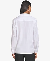 Karl Lagerfeld Women's Cotton Embellished Long-Sleeve Blouse