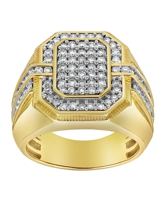 LuvMyJewelry Mvp Natural Certified Diamond 1.67 cttw Round Cut 14k Yellow Gold Statement Ring for Men