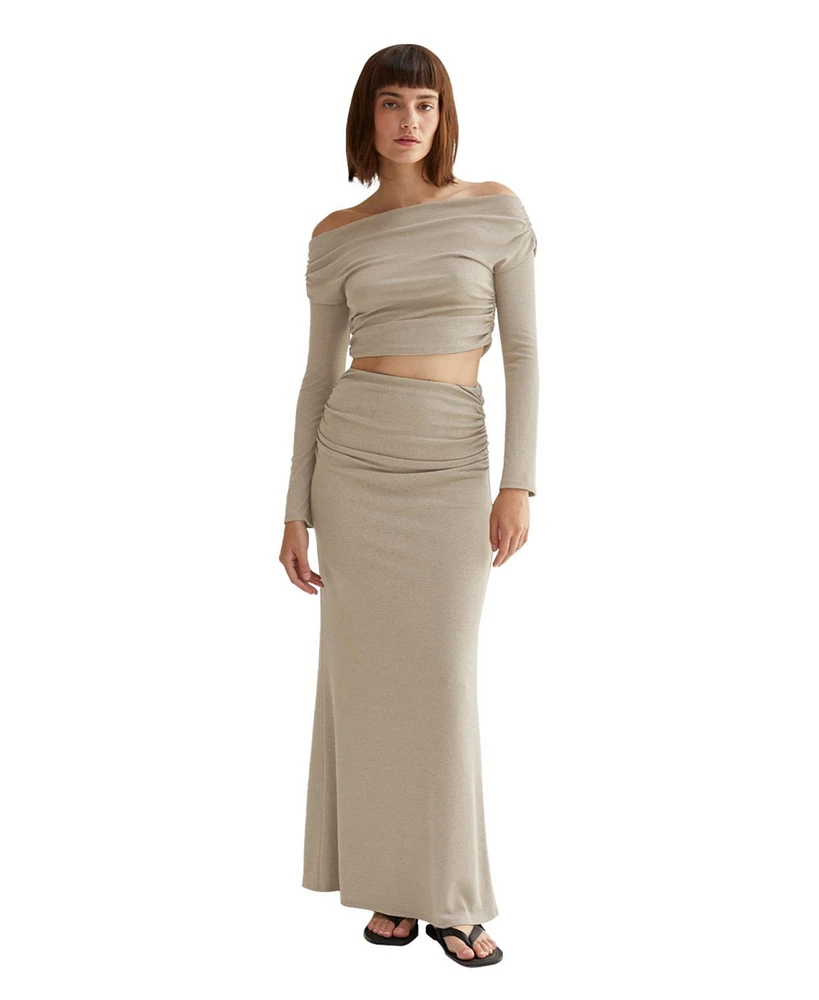 Crescent Women's Jia Off-shoulder Maxi Skirt Knit Two-Piece Set