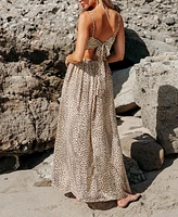 Cupshe Women's Leopard Print Knotted V-Neck Maxi Beach Dress