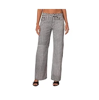 Edikted Women's Gingham Printed Low Rise Jeans - Black-and