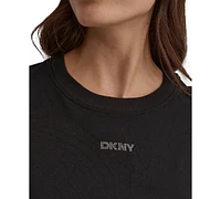 Dkny Sport Women's Cotton Stud Logo Knot-Front T-Shirt