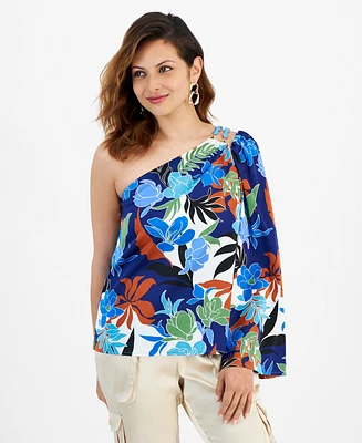 I.n.c. International Concepts Petite One-Shoulder Floral-Print Top, Created for Macy's