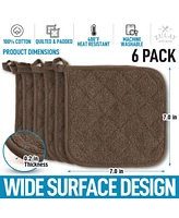 Washable Quilted Terry Cloth Potholder for Cooking and Baking (6 Pack)