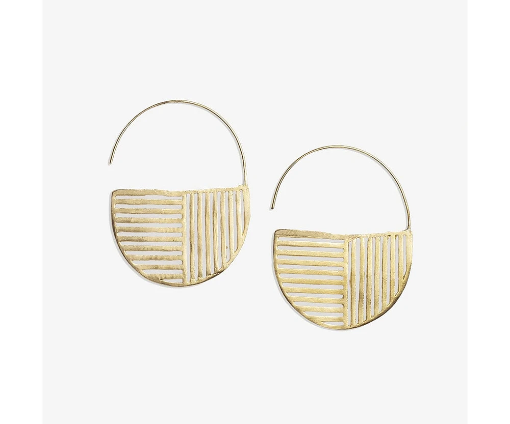 Ink + Alloy Maggie Opposite Lines Hoop Earrings Brass