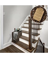Casafield Stair Basket with Handles, Natural - Woven Water Hyacinth Staircase Step Organizer Bin
