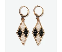 Ink + Alloy Carmen Mini Gold Hoop Diamond Pattern Beaded Drop Earrings