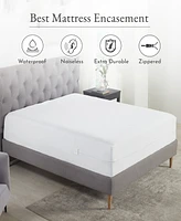 California Design Den Waterproof Queen Mattress Encasement - Zippered - Protects All Six-Sides - Cooling