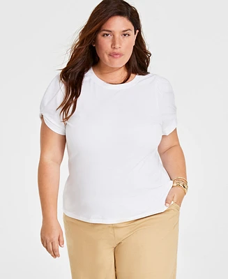 On 34th Trendy Plus Knot-Detail Puff-Sleeve Top, Created for Macy's