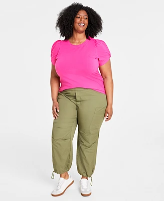 On 34th Trendy Plus Knot-Detail Puff-Sleeve Top, Created for Macy's