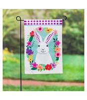 Evergreen Gingham Bunny Garden Applique Flag 12.5 x 18 Inches Indoor Outdoor Decor