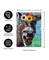 Evergreen Donkey Friend Garden Burlap Flag 12.5 x 18 Inches Indoor Outdoor Decor