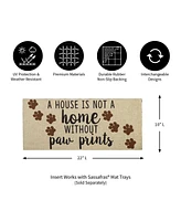 Evergreen A House is Not a Home Without Paw Prints Burlap Sassafras Indoor Outdoor Switch Doormat1'10"x10"Brown