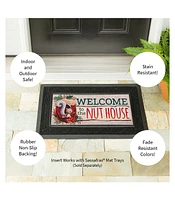 Evergreen Welcome to the Nut House Sassafras Indoor Outdoor Switch Doormat 1'10"x10" Beige