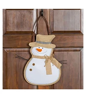 Evergreen Snowman Burlap Door Decor, 13.50x17.50"H