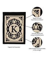 Evergreen Flag Cambridge Chic Letter K Monogram Applique Garden Flag - 12.5" Wide x 18" High