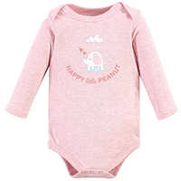 Luvable Friends Baby Girls Cotton Long-Sleeve Bodysuits Basic Elephant, Months