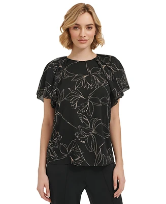 Calvin Klein Women's Short Sleeve Printed Top