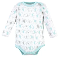 Luvable Friends Baby Boys Baby Cotton Long-Sleeve Bodysuits 5pk Basic Elephant