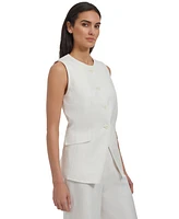 Calvin Klein Women's Linen-Blend Collarless Vest