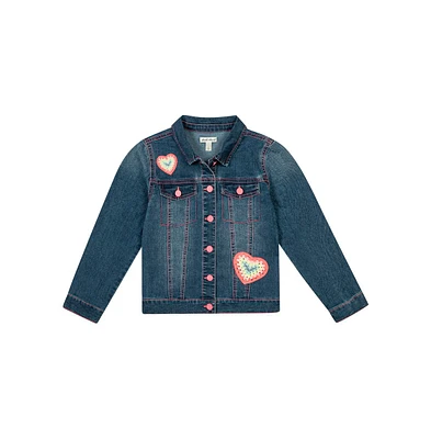 Derek Heart Little Girls Novelty Denim Jacket, Medium Wash