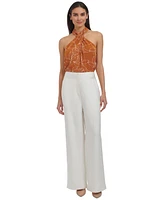 Calvin Klein Women's Wide-Leg Linen-Blend Pants