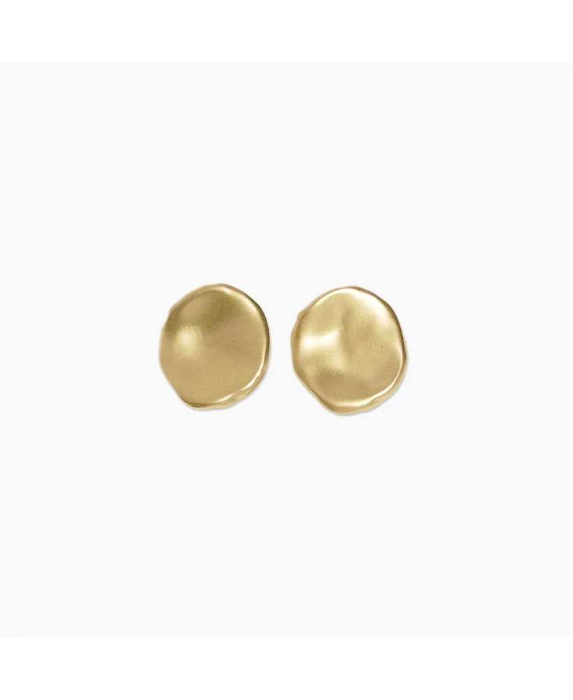 sanctuaire Dainty Hammered Circle Stud Earrings Gold