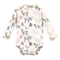 Touched by Nature Baby Girls Organic Cotton Long-Sleeve Bodysuits Woodland