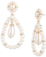 Marchesa Gold-Tone Pave & Imitation Pearl Orbital Drop Earrings