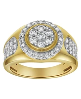 LuvMyJewelry Heavyweight Natural Certified Diamond 1.51 cttw Round Cut 14k Yellow Gold Statement Ring for Men